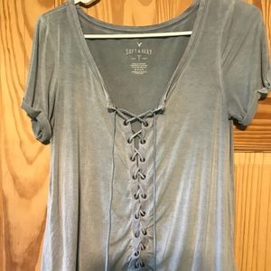 American Eagle Lace Up T Shirt
